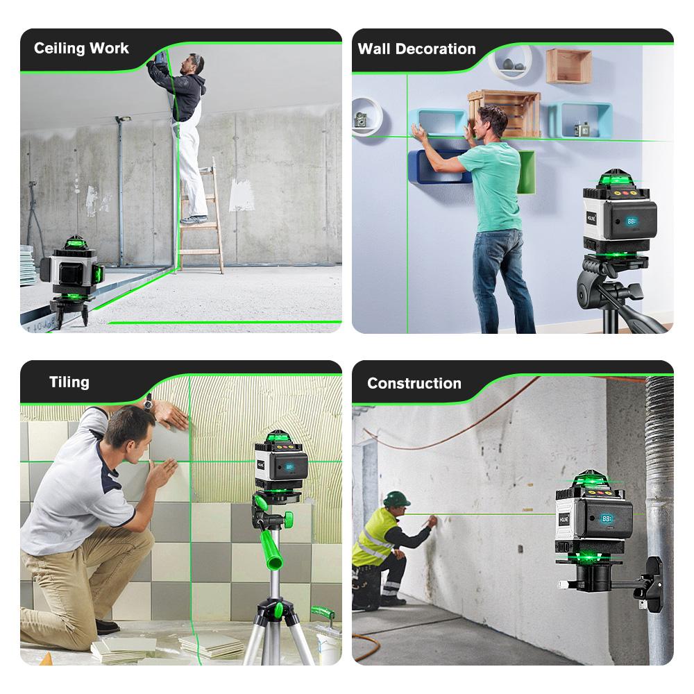 HGLINE 4D 16 Lines Green Line Laser Level With 1.2m Tripod APP Remote Control Horizontal Vertical Measuring Laser Instrument