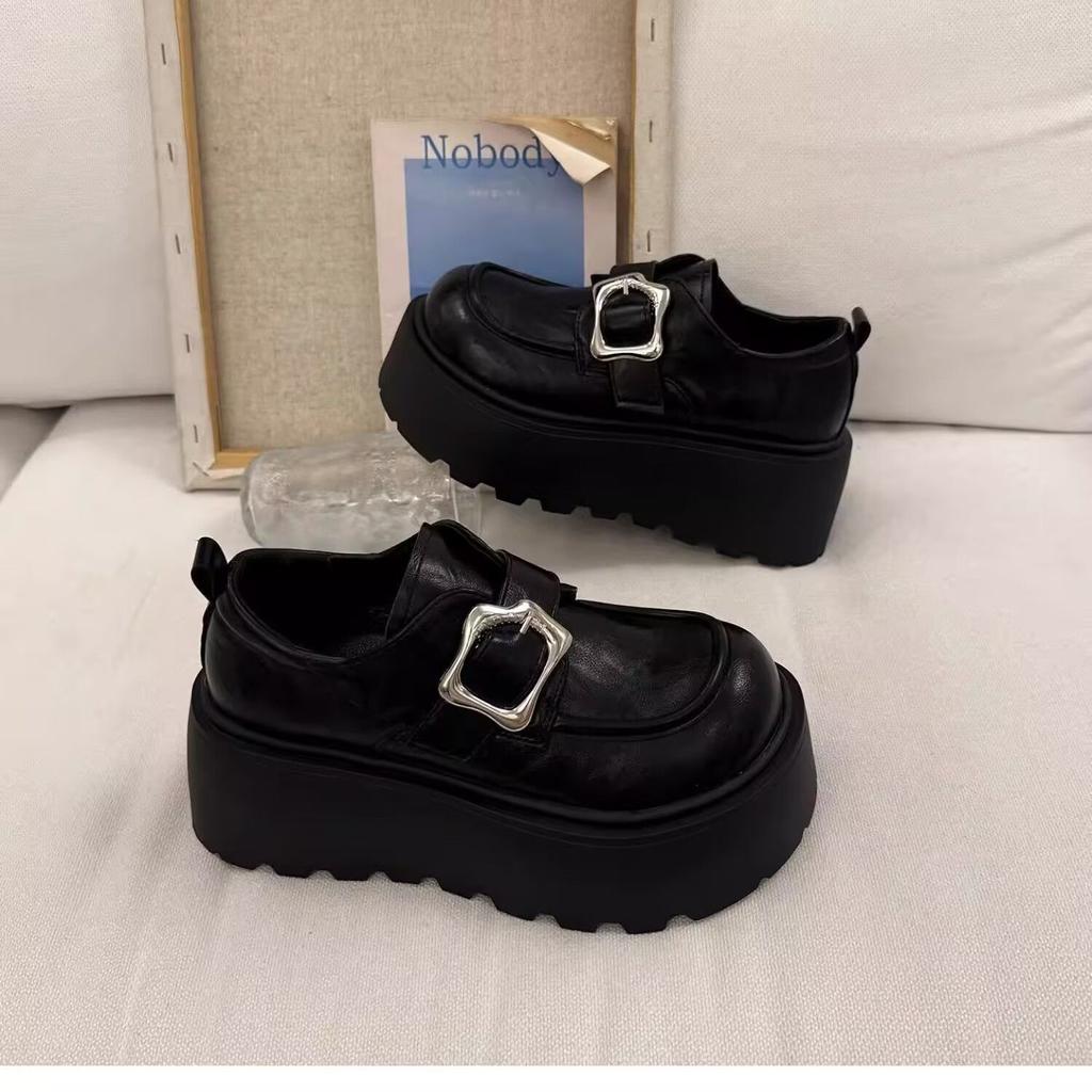 British Style Platform Retro Muffin Single Shoes Autumn New Fashionable Versatile Round Head Height Increase Small Leather Shoes