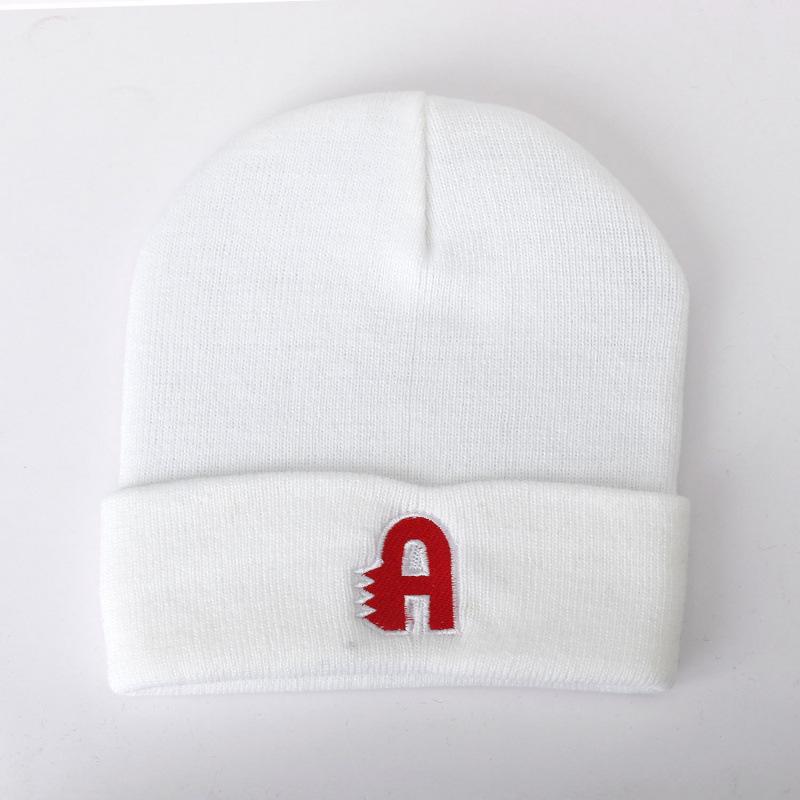 

Осенне-зимняя шерстяная шапка мужская ретро вышивка буква хип-хоп теплая вязаная шапка детская модная брендовая холодная шапка One Size