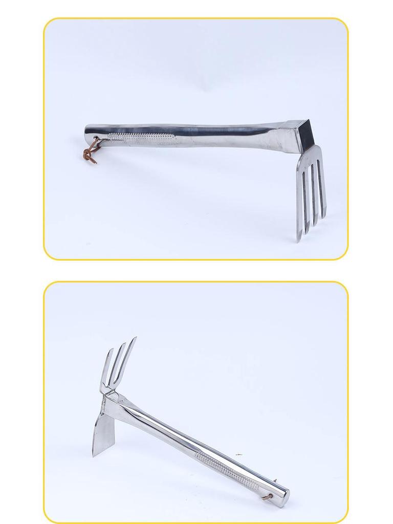 Stainless Steel Multi-functional Gardening Hoe: 2-in-1 Flat Handle for Planting & Soil Turning