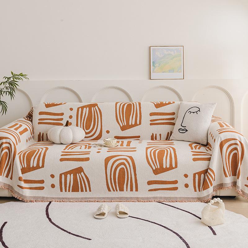 Geometry Bohemia Couch Cloth All-purpose Modern Sofa Cover Cloth Double-sided Anti-cat Scratching Sofa Bed Slipcover Blankets