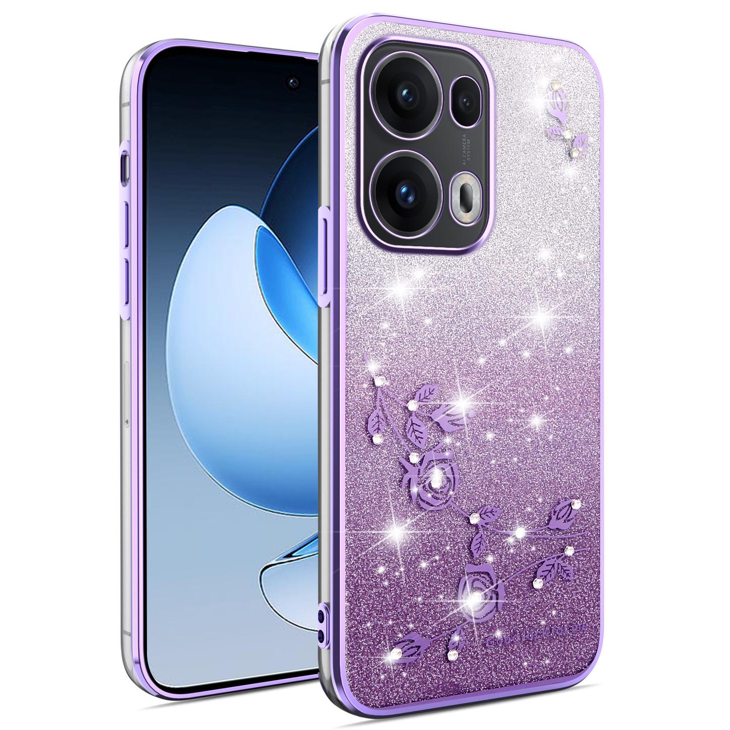 

For Oppo Reno13 Pro 5G Case Flower TPU Flexible Gradient Phone Cover Purple