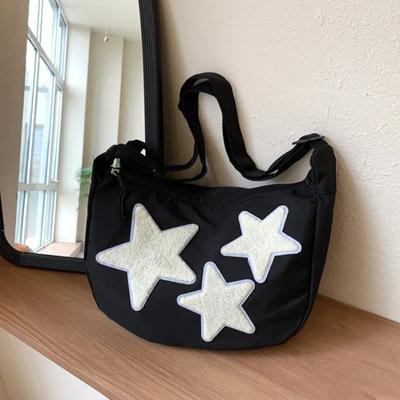 Women Canvas Messenger Shoulder Bag Crossbody Sling Bag Hobo Bag Pentagram Zipper Satchel Tote Bags Student BookBag Handbag