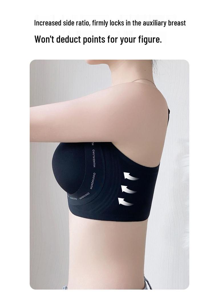 Women's Seamless Push-Up Bra: Letter Straps, Sexy Lift, Non-Run Cup, Plus Size Available