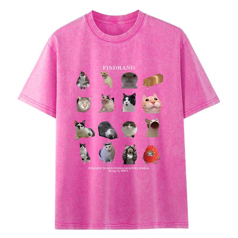 

Women s Vintage Washed Distressed Cotton Tee, Short-Sleeve, Loose Fit, Front & Back Letter Print XL рожевий червоний колір