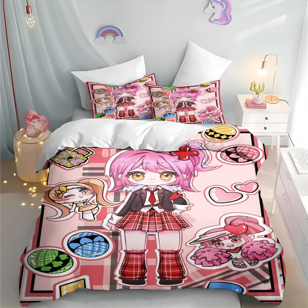 Cartoon Shugo Chara Duvet Cover 3-Piece Set Children Hinamori Amu Cute Polyester Soft Breathable Comforter Animation Bedding Set