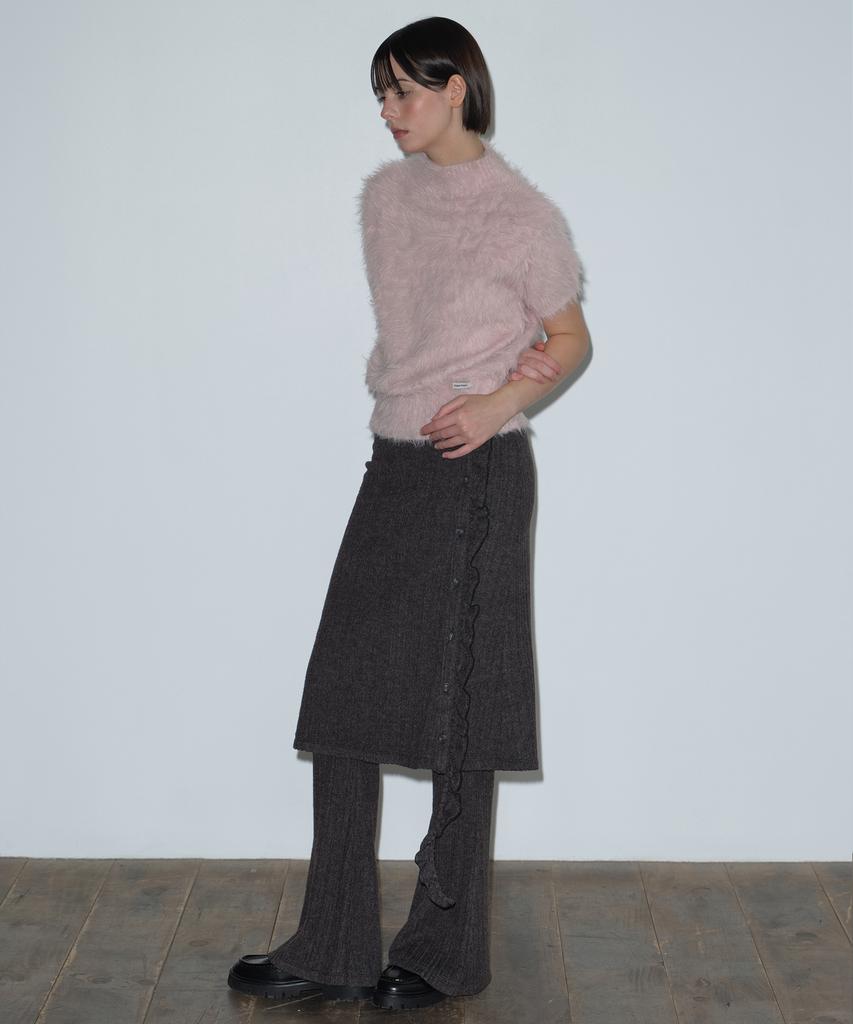 MARGARIN FINGERS Frill Layered Skirt Pants (Charcoal)