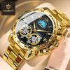 Men's Luminous Non-Automatic Double Tourbillon Skeleton Watch - Multifunctional, Fashionable, Waterproof Wristwatch