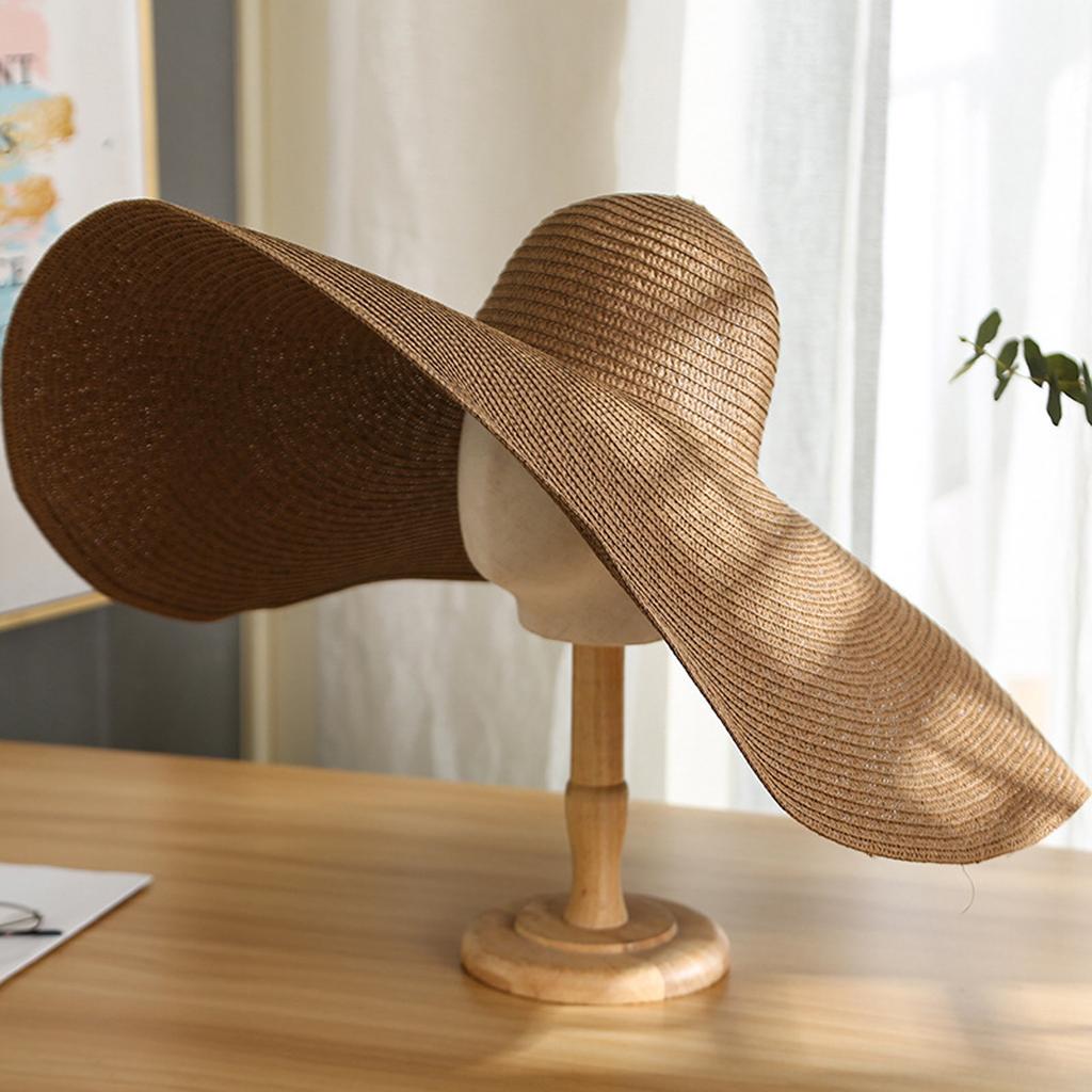 (Projector)Women's Leisure Big Edge Dome Holiday Foldable Sunshade Beach Hat