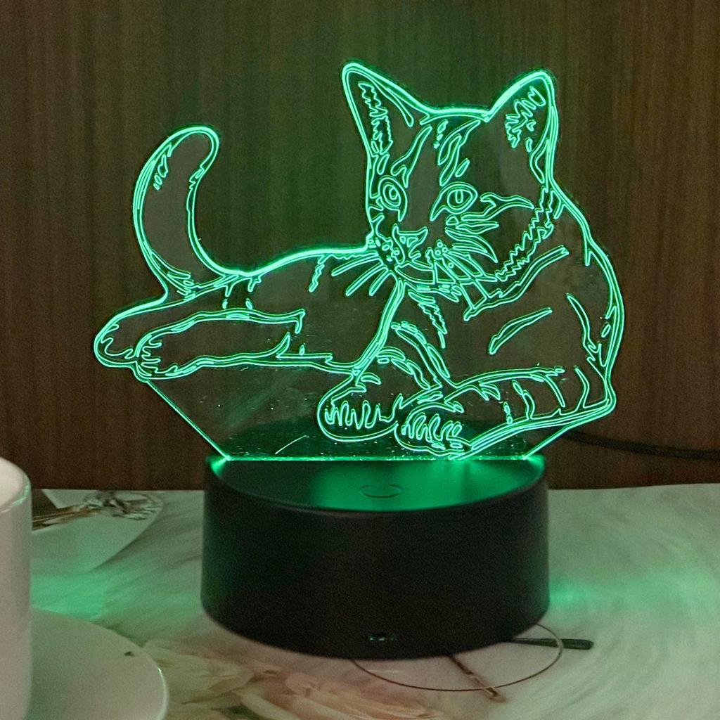 3D Cute Cat Night Light, 7-color RGB Ambient Light, USB Power Supply, Bedroom Desktop Party Decoration Light, Gift Light.