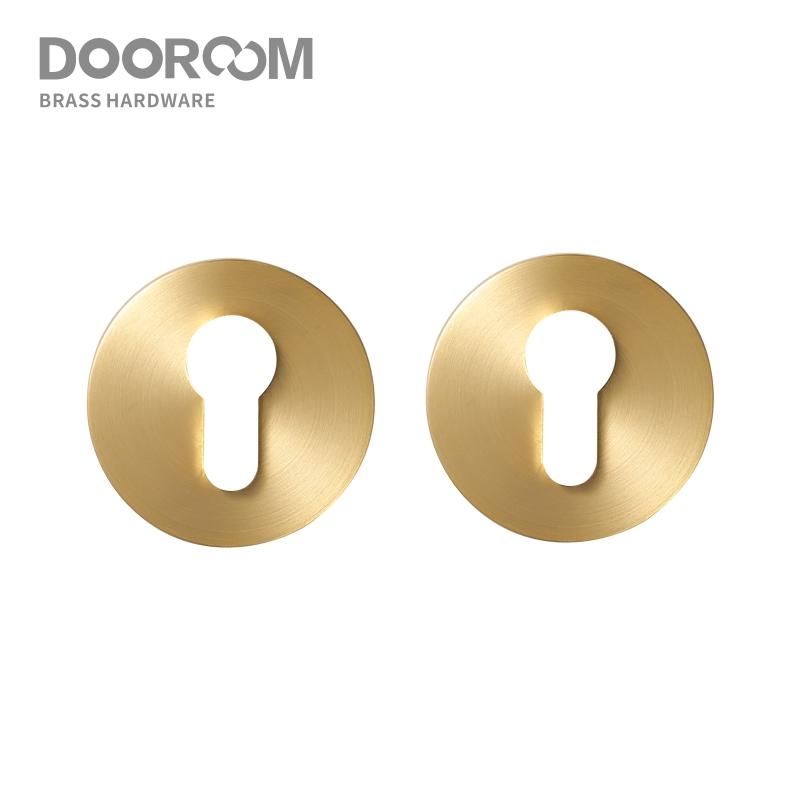 DOOROOM Brass Door Lock Key Escutcheon Plates Knurled Striped Thumbturn for Inside Door Room Bathroom Thumb Turn