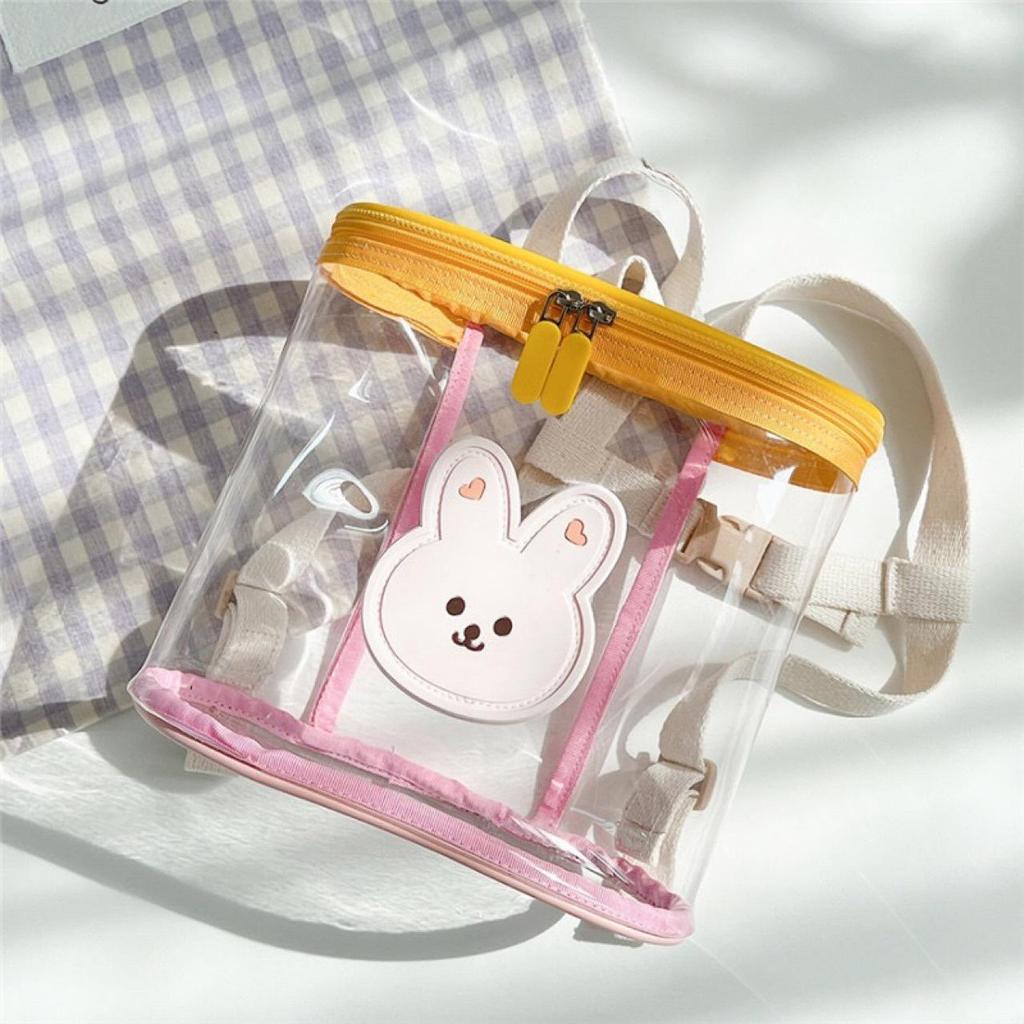 Korean Style Animal Color Block Transparent Backpack for Kindergarten and Beach