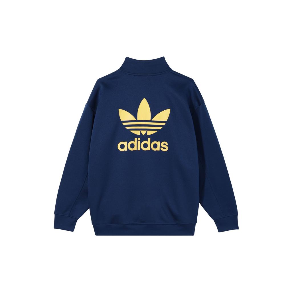 Adidas Alphabet Logo Print Half-Zip Pullover Sweatshirt Women Tops Navy II0747