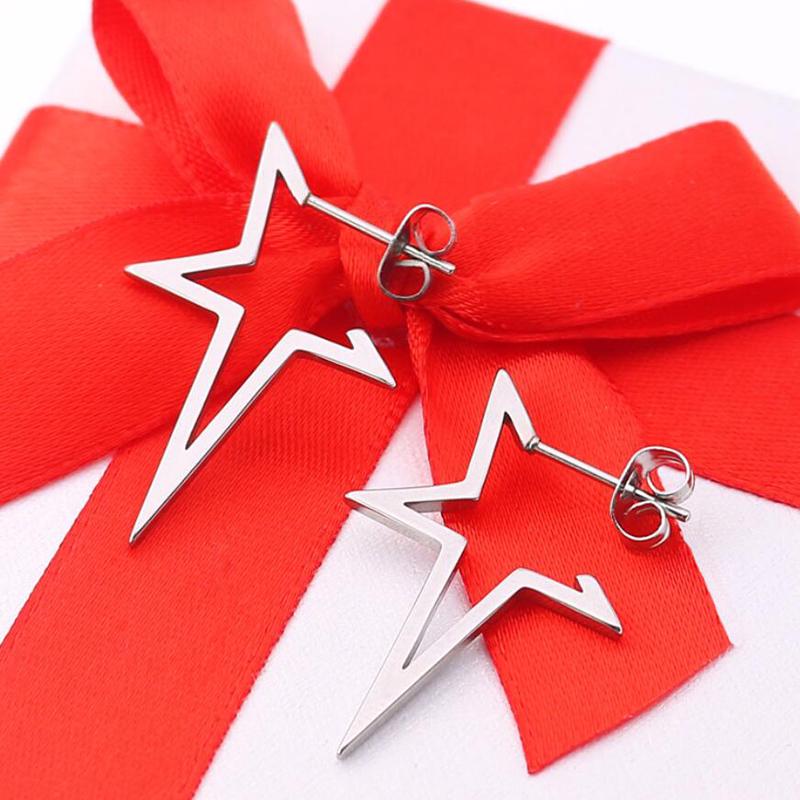 Big Star Earings Punk Stud Earrings Women Minimalist Jewelry Rose Gold Color Stainless Steel Earrings 2024 Piercing Accessories
