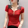 Fashion New Summer Short Sleeve V-Neck Slim Women T-Shirt Women Tops Tees J383