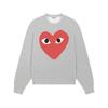 Relaxed Fit Cotton Sweatshirt With Heart Print Long Sleeve Crew Neck Fleece Lined Unisex Winter Casual Top
