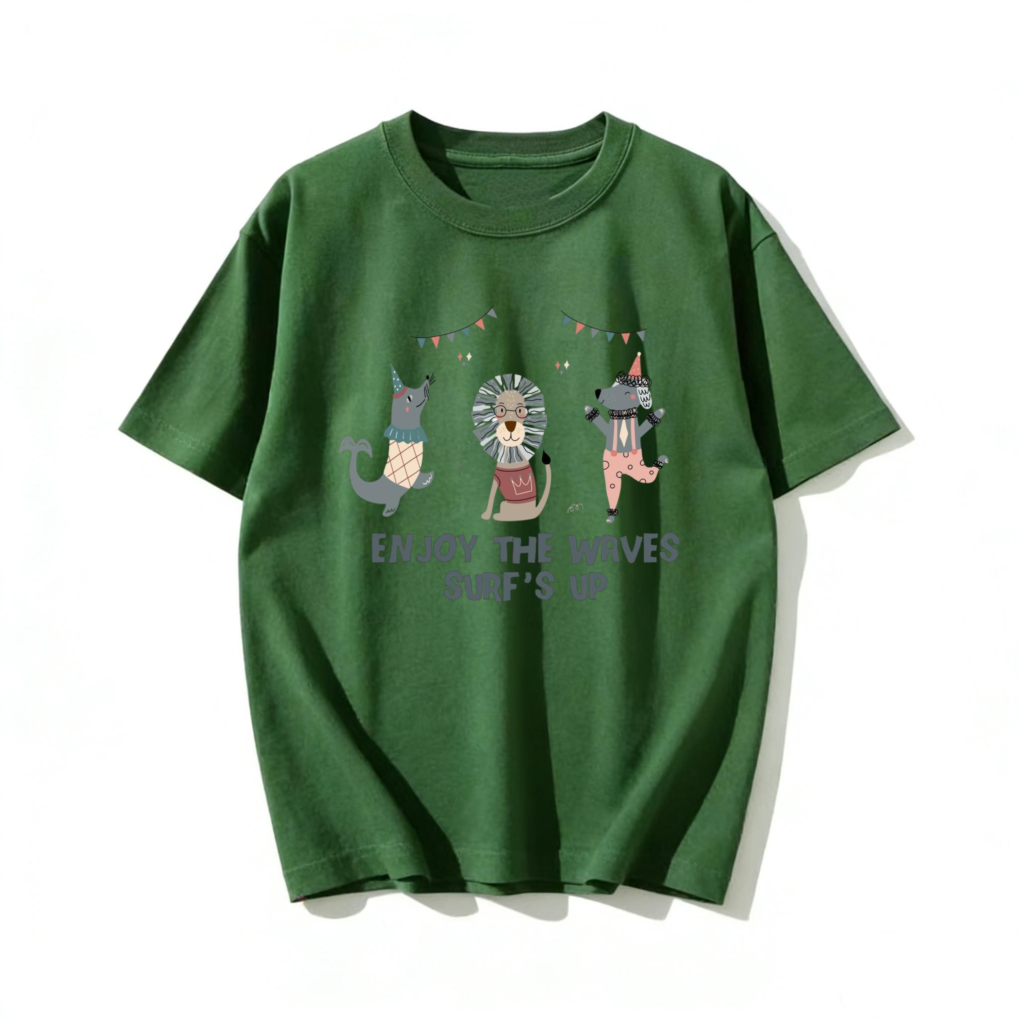 

Adult and Childrens Animal Party Seal Lion Poodle Healing Cute Style Pure Cotton Tshirt Versatile Couple Top S