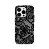 Husă de telefon neagră elegantă cu model din dantelă pentru iPhone 16 15 14 13 12 11 Pro Max Plus Husă spate magnetică elegantă cu strat dublu