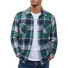 Mens Flannel Shirts Long Sleeve Lightweight Plaid Shirt Casual Button Down Shirts