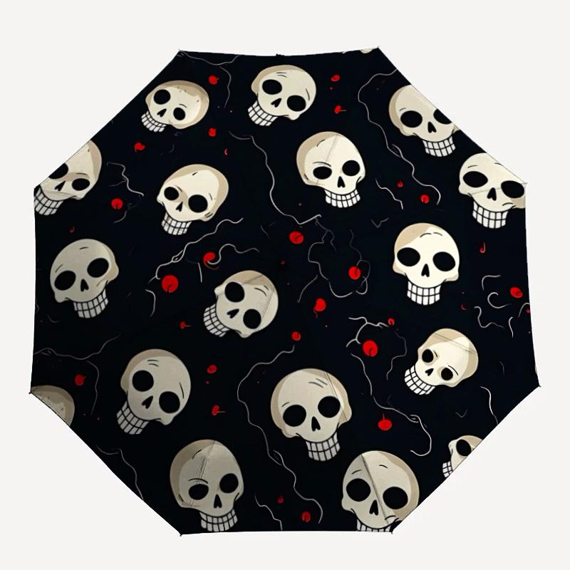 1pc Skull Pattern Automatic Opening/Closing Folding Umbrella with 39 Ribs, Plastic Handle, Windproof Portable Sunshade Umbrella Y250726079