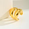 Double-layer Curved Opening Ring for Women,Gold Color Stainless Steel High Quality Rings,Fashion Jewelry Gifts