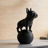 Standing on Ball Bulldog Figurine 3D Printed Black White Dog Statue Sculpture Home Office Desktop Decoration Ornament