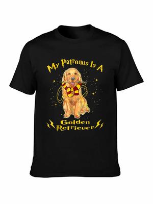 Merk My Patronus Is A Golden Retriever T-SHIRT Heren Korte Mouw T-shirt