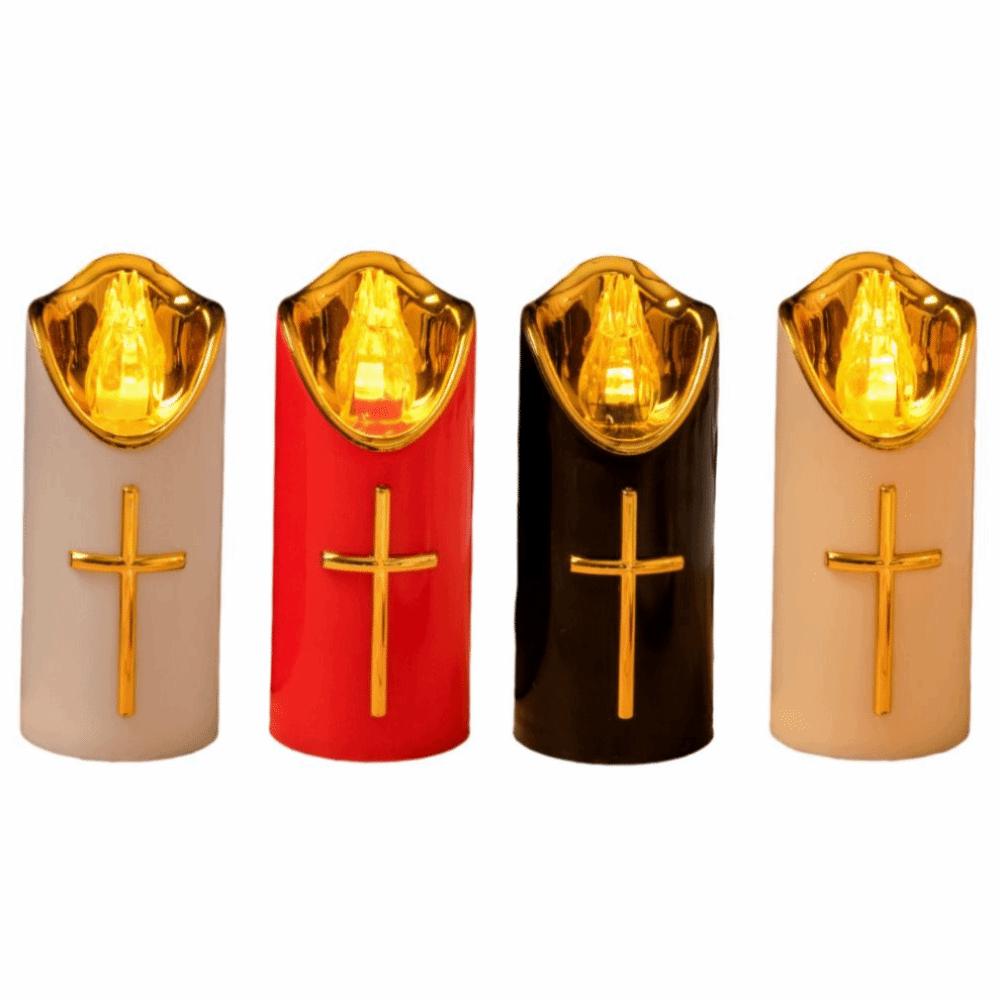 Resuable Christian Cross Candles Creative Portable LED Flameless Candles with Lampshade Waterproof Electronic Candle Light