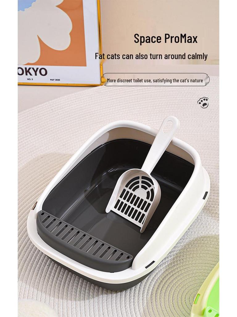 Medium-Large Anti-Splash Odor-Blocking Cat Litter Box for Kittens and Cats
