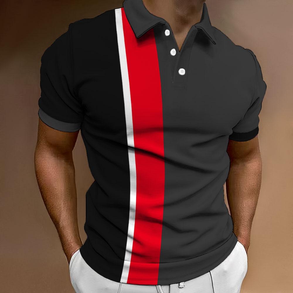 Мужская одежда Летняя мода Поло в полоску Мужские повседневные топы Поло-рубашка . S