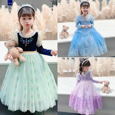 Robe de princesse Anna Elsa élégante à manches longues pour filles 2025: Thème Blanche-Neige pour les petits et moyens enfants
