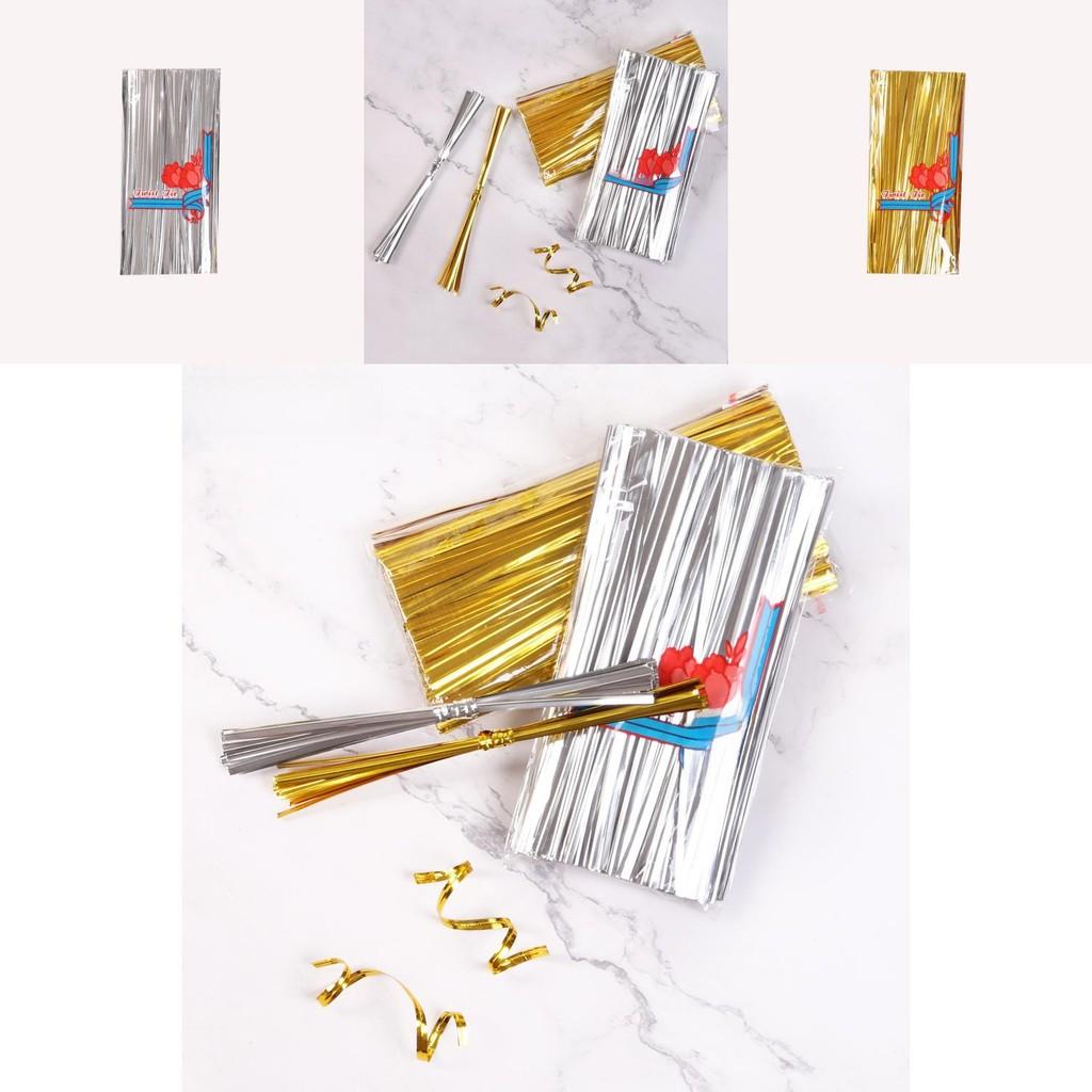 15cm Long Candy Twist Ties Gold And Silver Metallic Wire For Gift Packaging And Baking