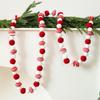 Christmas Felt Ball Garland Plush Wool Felt Ball Bead Garland Red White Pompom Bunting Banner for Xmas Tree Holiday Party Decor