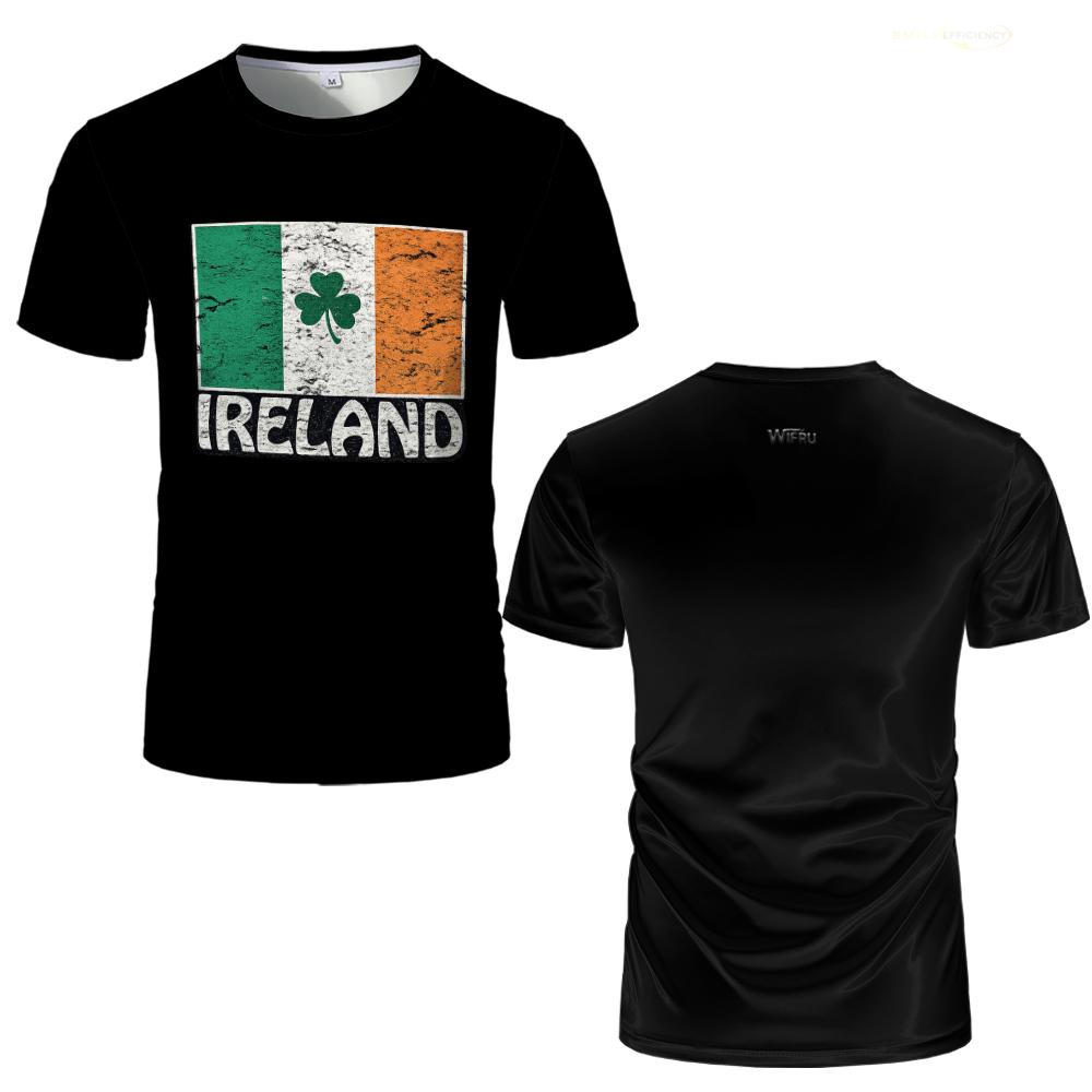 Flag Print T-shirt St Patrick's Day Clover Graphic Festival Casual Streetwear WIFRU Simple Classic Short Sleeve Tops