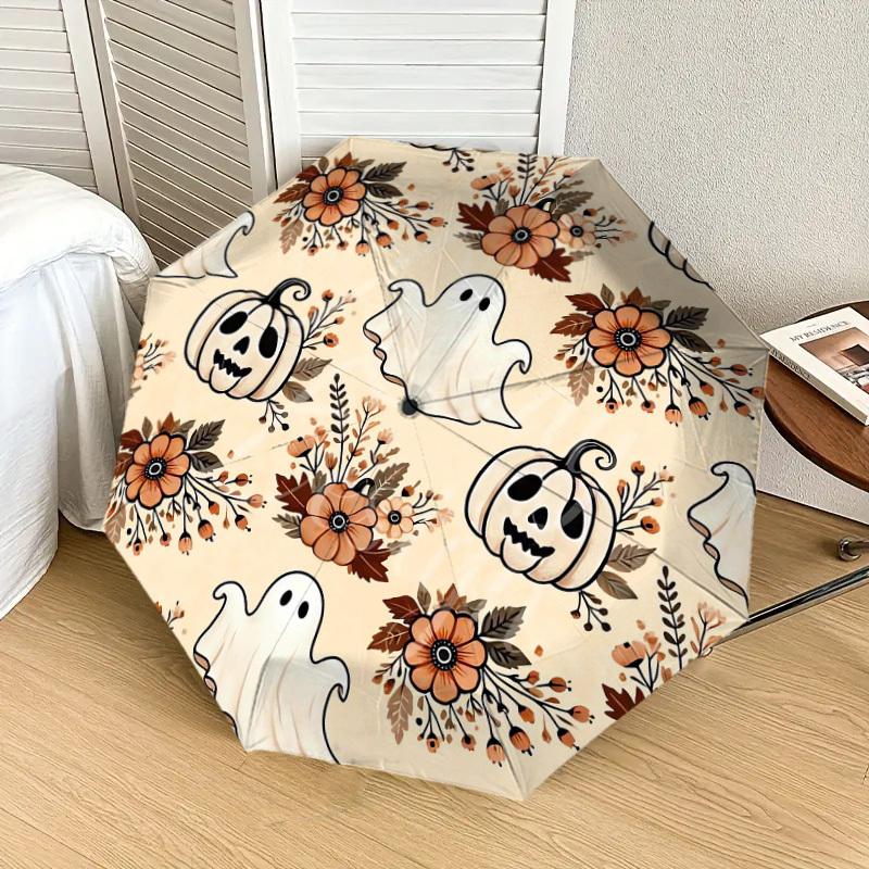 1pc Ghost Pumpkin Pattern Umbrella  Automatic Opening and Closing Umbrella, High quality Umbrella, Ideal Gift for Her 189