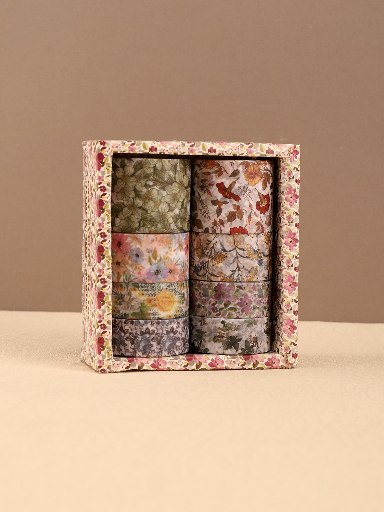 

8rolls/Box Geometric Art Patterns Washi Tape Scrapbooking Supplies Plants Decoration Tape Perfect Gift For Artists Washi Tape