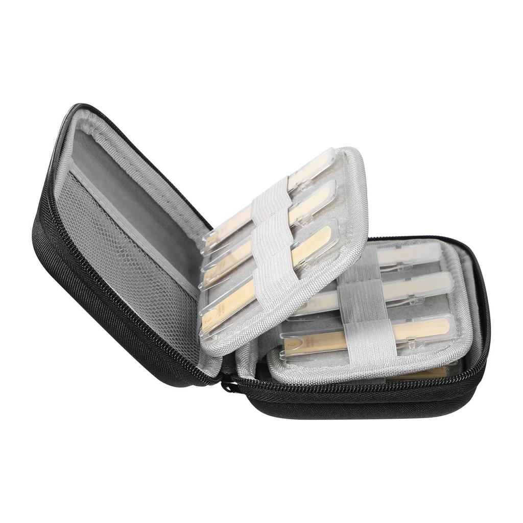 Vroomoto SaxophoneClarinet Reed Case Storage Bag Waterproof EVA Reed Protector for Musicians (Black)