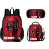 Deadpool  School 3Pcs Set with Front Pocket Backpack+lunch Bags+Pencil Bag Fashion Schoolbag Backpack Trend Kids Gift