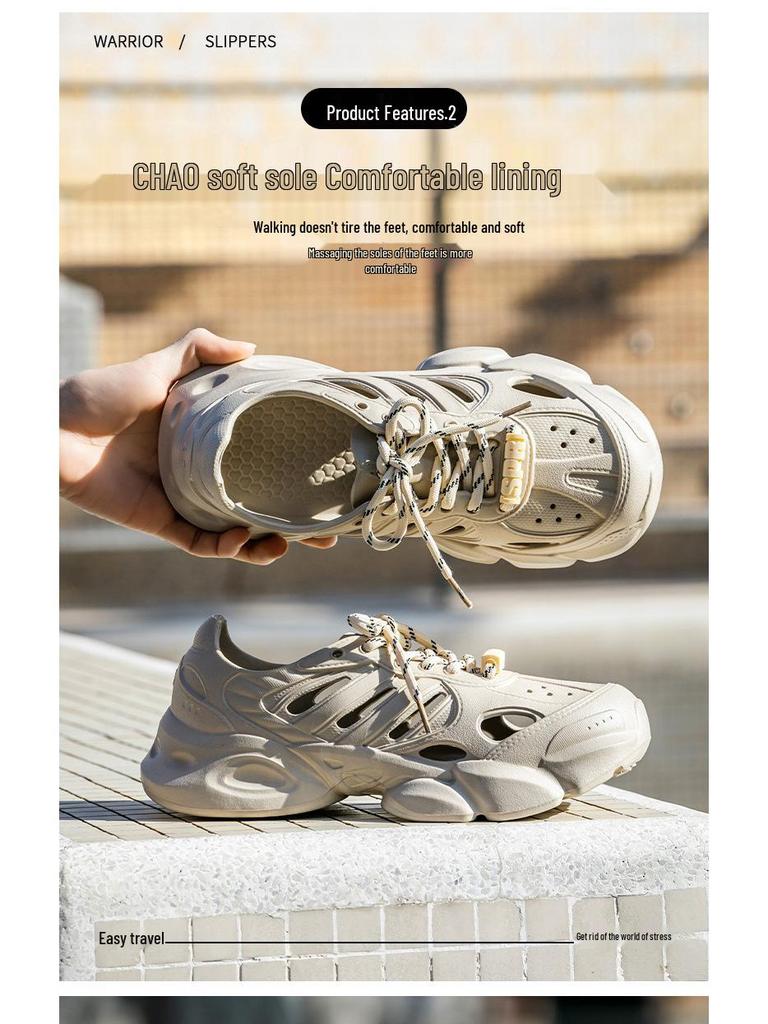 Dad's Lightweight Men's Summer Beach Sports Sandals – Thick-Soled, Lace-Up, Outdoor Wading Drift Shoes