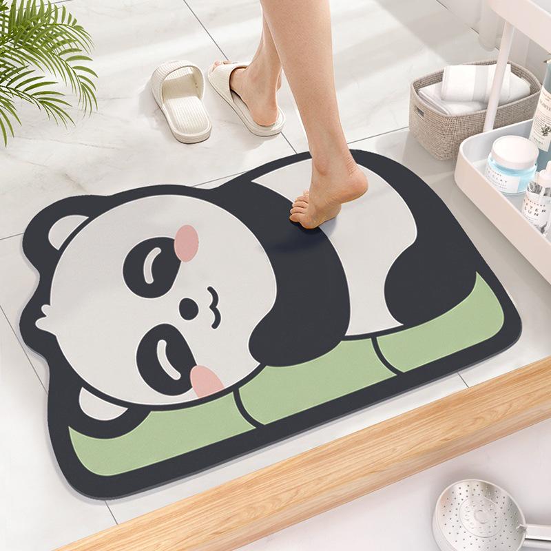 

Cartoon Animal Quick-Dry Absorbent Bathroom Floor Mat - Non-Slip Diatomaceous Earth Pad for Toilet Entrance 40x60 cm