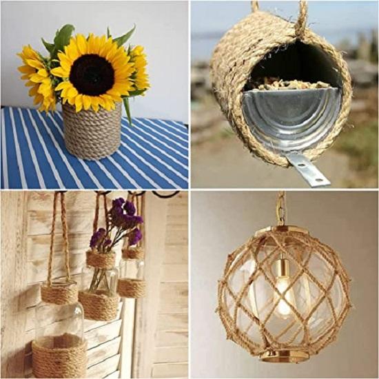 Jutové lano 33 stop 10 mm - Silné provazové lano pro řemesla - Dekorativní silné přírodní konopné lano - Zahradní jutový provázek pro vnitřní i venkovní použití