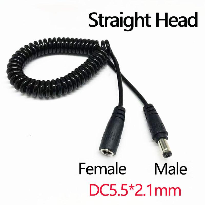 1PC DC Male  Femalespring Cable Connector5.5 X 2.5 Mm 5.5mm X 2.1mm Straight Plug Power Charger150cm 70cmextension Cord