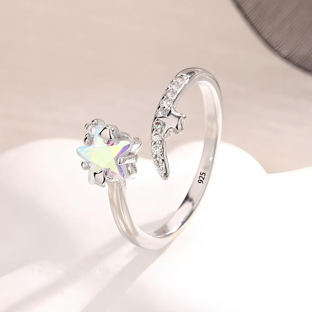 925 Silber Liebesherz Ring für Damen Mädchen Geschenk Linie Perle Koreanischer Süßer Schmuck Geburtstagsgeschenk