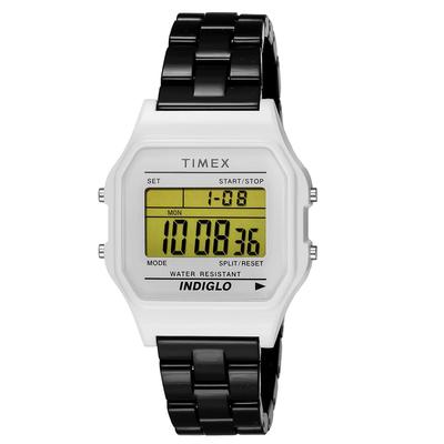 TIMEX Klassische Digitale Fliesenkollektion Weißes Zifferblatt Harz Quarz 36MM Amerika Uhr Unisex Schwarz
