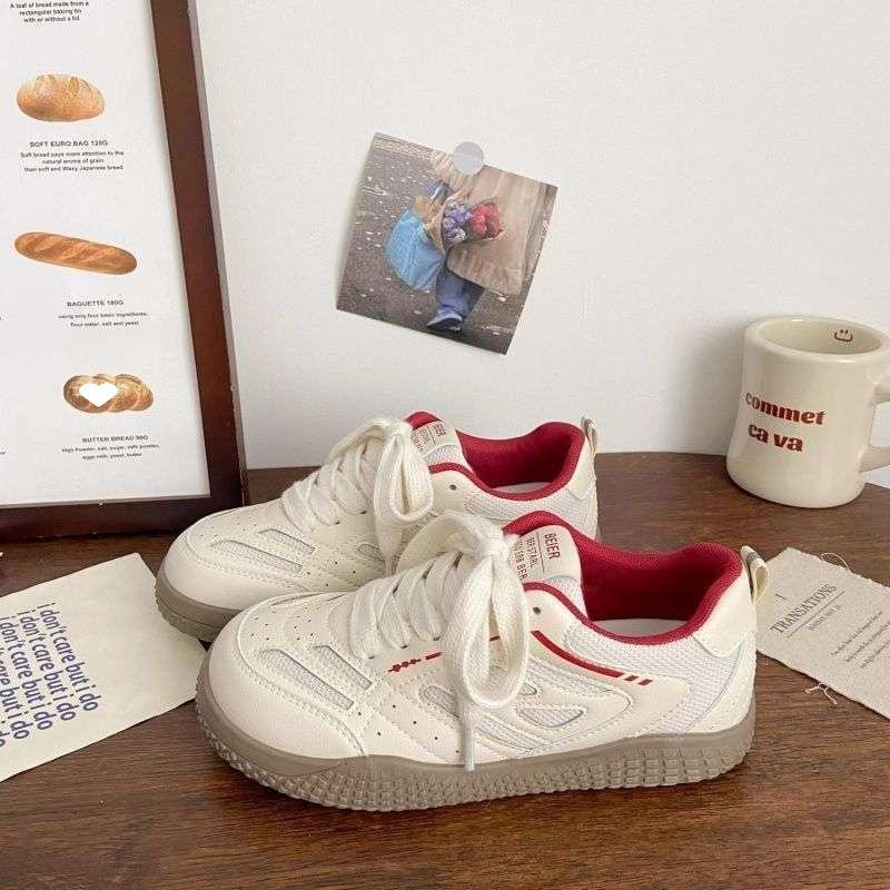 Shandisha Dexun double mesh board shoes female ugly cute spring and autumn chic niche Korean version breathable sports Forrest Gump white shoes female