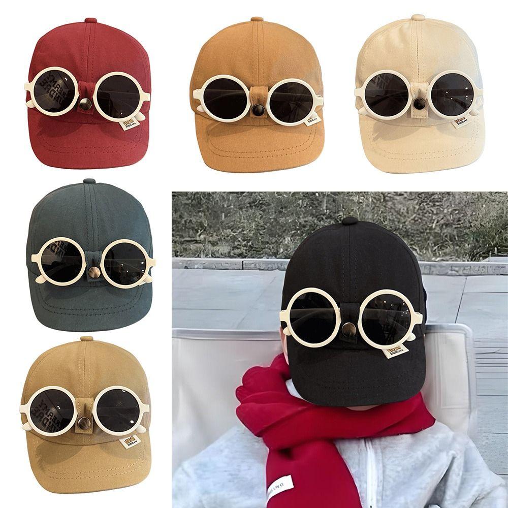Sunshade Kids Children Sun Visor Hats Sunscreen Hip Hop Hat With Sunglasse Spring Summer Autumn