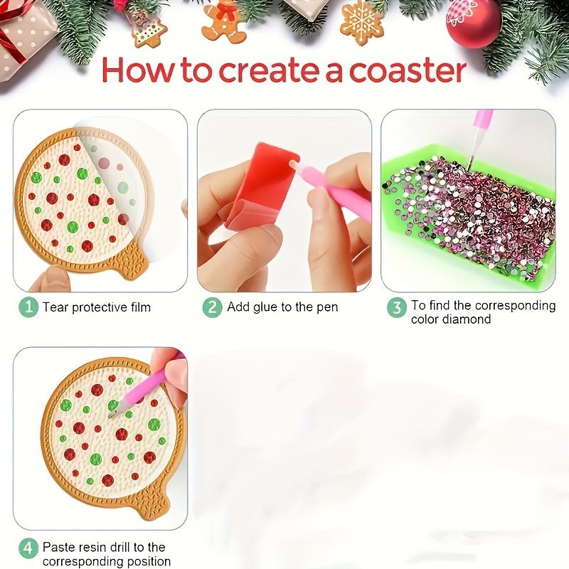 Christmas DIY Diamond Painting Coaster Kit, 8Pcs Acrylic Diamond Art Coasters And Stand Suitable For Holiday Party Decorations And Gift Sets For Ages