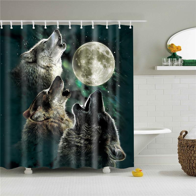 Animals Octopus Wolf Lion Seahorse Turtle Shower Curtains Bathroom Curtain Frabic Waterproof Polyester Bathroom Curtain Hooks