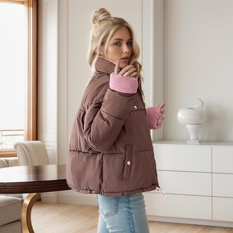 GMXIA Damen Vintage Casual Einfarbig Druck Herbst Winter Langarm Stehkragen Jacken & Mäntel