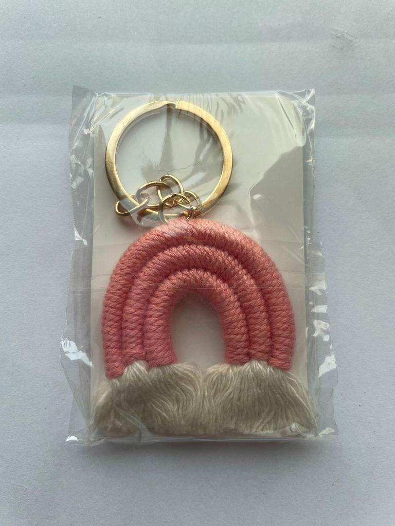 Handmade Knitted Rainbow Keychain Pendant Accessory
